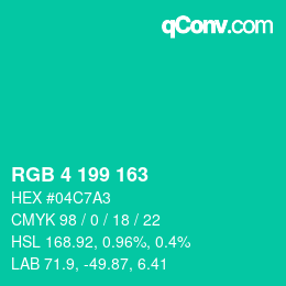 Color code: RGB 4 199 163 | qconv.com