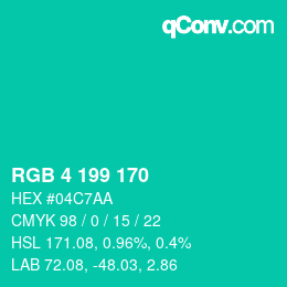 Color code: RGB 4 199 170 | qconv.com