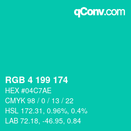 Color code: RGB 4 199 174 | qconv.com