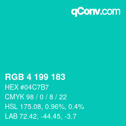 Color code: RGB 4 199 183 | qconv.com
