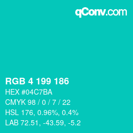 Color code: RGB 4 199 186 | qconv.com
