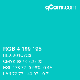 Color code: RGB 4 199 195 | qconv.com