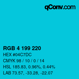 Color code: RGB 4 199 220 | qconv.com