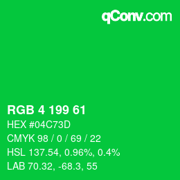 Color code: RGB 4 199 61 | qconv.com