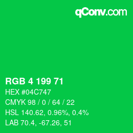 Color code: RGB 4 199 71 | qconv.com