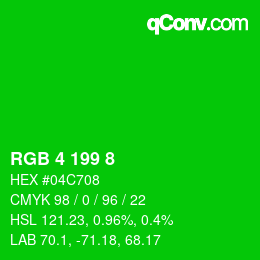 Color code: RGB 4 199 8 | qconv.com