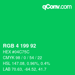 Color code: RGB 4 199 92 | qconv.com