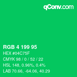 Color code: RGB 4 199 95 | qconv.com