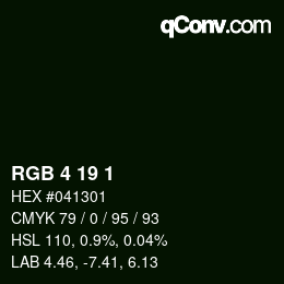 カラーコード: RGB 4 19 1 | qconv.com