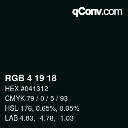 Code couleur: RGB 4 19 18 | qconv.com