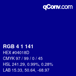 カラーコード: RGB 4 1 141 | qconv.com