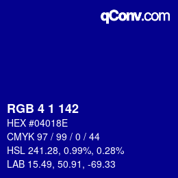 颜色代码: RGB 4 1 142 | qconv.com