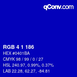 カラーコード: RGB 4 1 186 | qconv.com