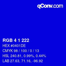 カラーコード: RGB 4 1 222 | qconv.com