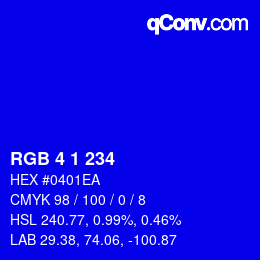 Color code: RGB 4 1 234 | qconv.com