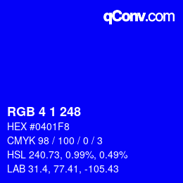 Color code: RGB 4 1 248 | qconv.com