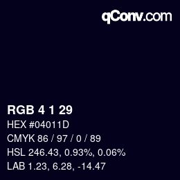 カラーコード: RGB 4 1 29 | qconv.com