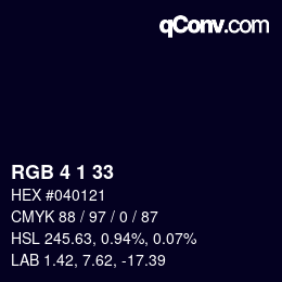 Color code: RGB 4 1 33 | qconv.com