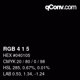 Color code: RGB 4 1 5 | qconv.com
