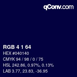 Color code: RGB 4 1 64 | qconv.com