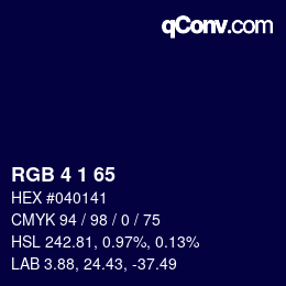 颜色代码: RGB 4 1 65 | qconv.com