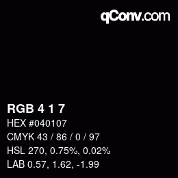 Color code: RGB 4 1 7 | qconv.com