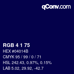 Color code: RGB 4 1 75 | qconv.com