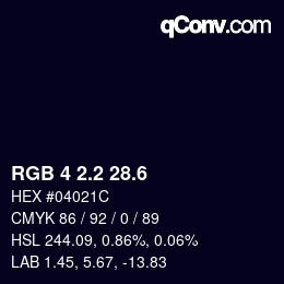 カラーコード: RGB 4 2.2 28.6 | qconv.com