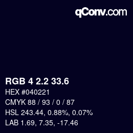 カラーコード: RGB 4 2.2 33.6 | qconv.com
