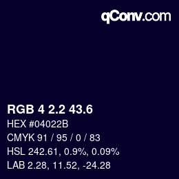 カラーコード: RGB 4 2.2 43.6 | qconv.com