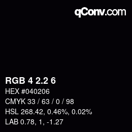 カラーコード: RGB 4 2.2 6 | qconv.com
