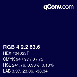 カラーコード: RGB 4 2.2 63.6 | qconv.com