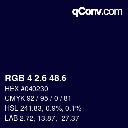 カラーコード: RGB 4 2.6 48.6 | qconv.com