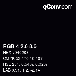 カラーコード: RGB 4 2.6 8.6 | qconv.com