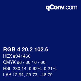 カラーコード: RGB 4 20.2 102.6 | qconv.com