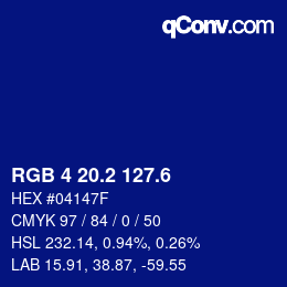 カラーコード: RGB 4 20.2 127.6 | qconv.com