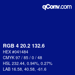 カラーコード: RGB 4 20.2 132.6 | qconv.com