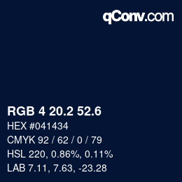 カラーコード: RGB 4 20.2 52.6 | qconv.com