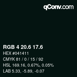 カラーコード: RGB 4 20.6 17.6 | qconv.com