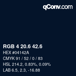 カラーコード: RGB 4 20.6 42.6 | qconv.com