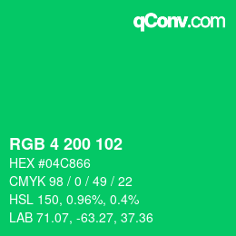 Color code: RGB 4 200 102 | qconv.com