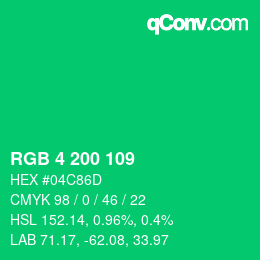 Color code: RGB 4 200 109 | qconv.com