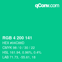 Color code: RGB 4 200 141 | qconv.com