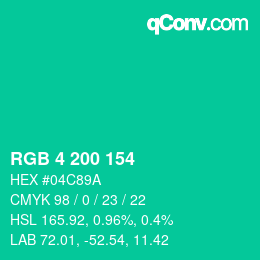 Color code: RGB 4 200 154 | qconv.com