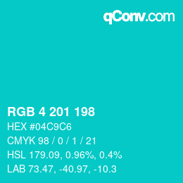 Color code: RGB 4 201 198 | qconv.com