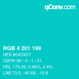 Color code: RGB 4 201 199 | qconv.com