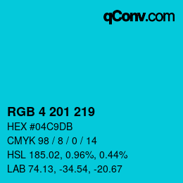 Color code: RGB 4 201 219 | qconv.com