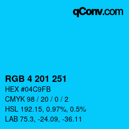 Color code: RGB 4 201 251 | qconv.com