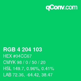 Color code: RGB 4 204 103 | qconv.com