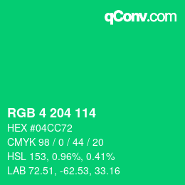 Color code: RGB 4 204 114 | qconv.com